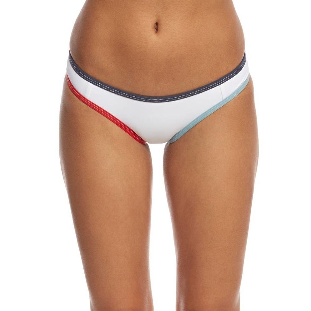 Tavik Jayden Americana Womens White New Colorblock Moderate Bikini Bottom Large